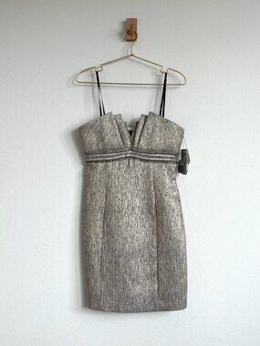 Laundry by Shelli Segal Gold Strapless Mini Dress w/ Pleated Bodice - NWT -  4